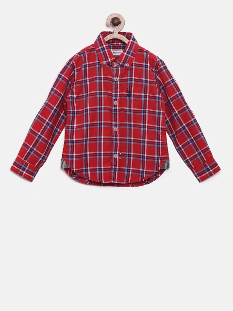 

U.S. Polo Assn. Kids Boys Red & Blue Regular Fit Checked Casual Shirt