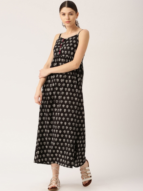 

Jaipur Kurti Women Black Printed A-Line Dress