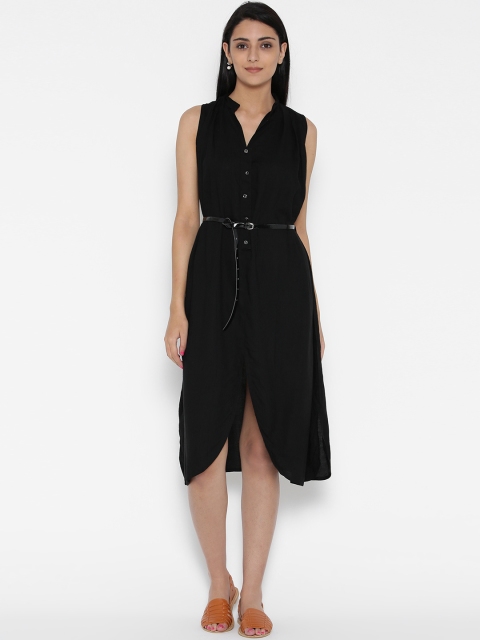 

Jaipur Kurti Women Black Solid Shirt Dress