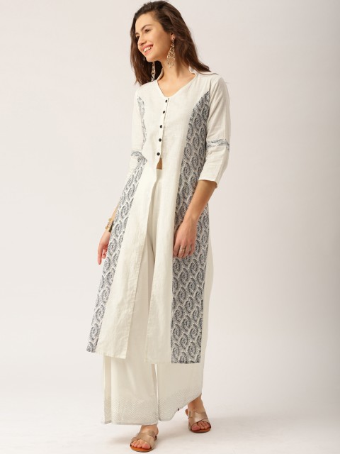 

Jaipur Kurti Women White Solid Straight Kurta