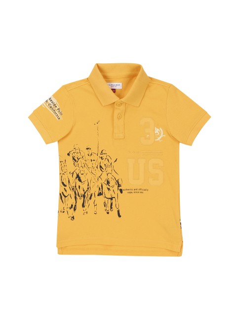 

U.S. Polo Assn. Kids Boys Yellow Printed Polo Collar T-shirt