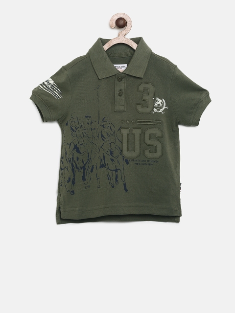 

U.S. Polo Assn. Kids Boys Olive Green Printed Polo Collar T-shirt