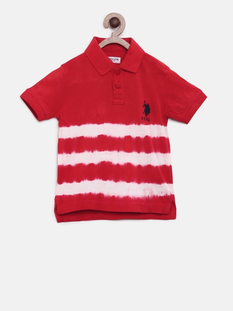 

U.S. Polo Assn. Kids Boys Red Striped Polo Collar T-shirt