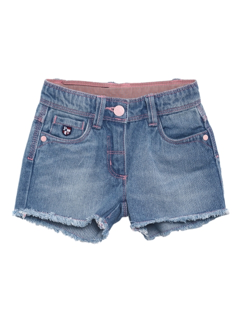 

U.S. Polo Assn. Kids Girls Blue Solid Regular Fit Denim Shorts
