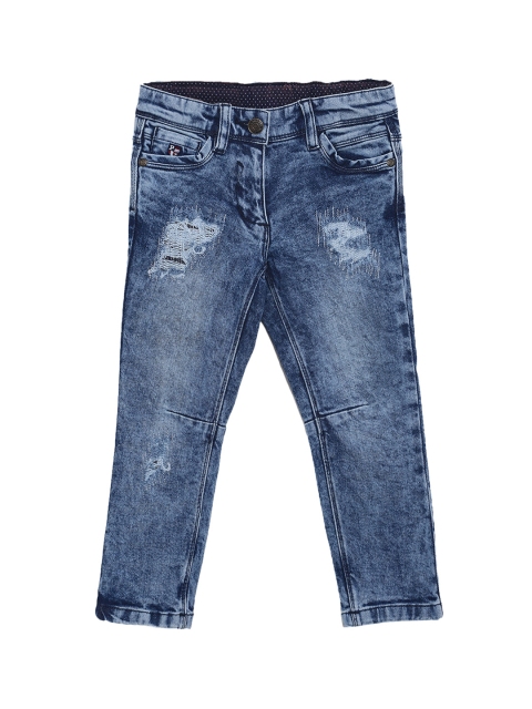 

U.S. Polo Assn. Kids Girls Blue Regular Fit Mid-Rise Mildly Distressed Jeans