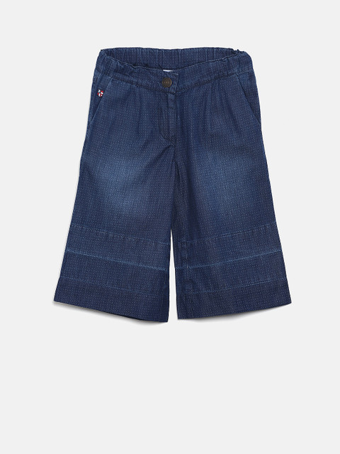 

U.S. Polo Assn. Kids Girls Blue Regular Fit Self Design Culottes