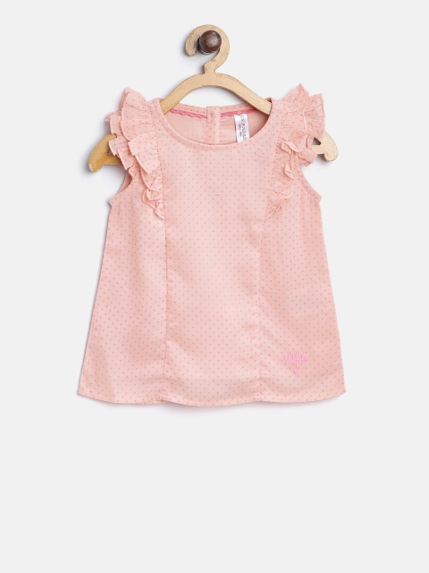 

U.S. Polo Assn. Kids Girls Pink Printed Pure Cotton Top