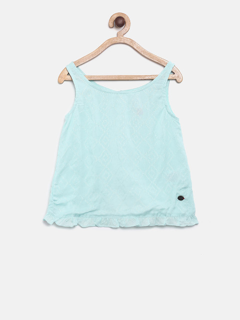 

U.S. Polo Assn. Kids Girls Blue Printed Pure Cotton Top