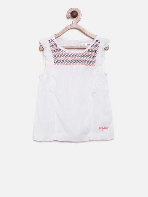 

U.S. Polo Assn. Kids Girls White Solid Top