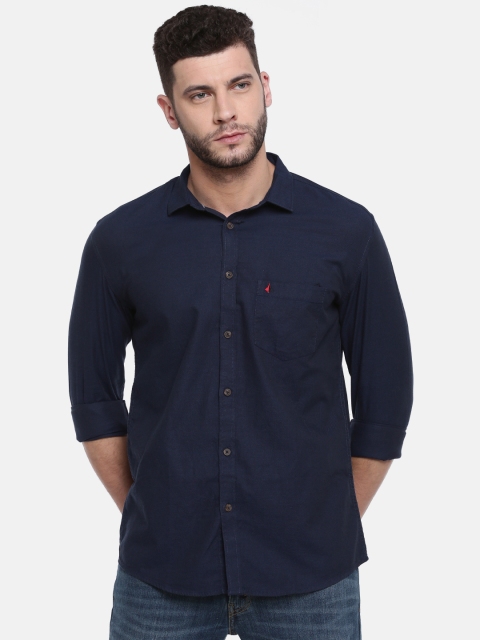 

British Club Men Navy Blue Slim Fit Solid Casual Shirt