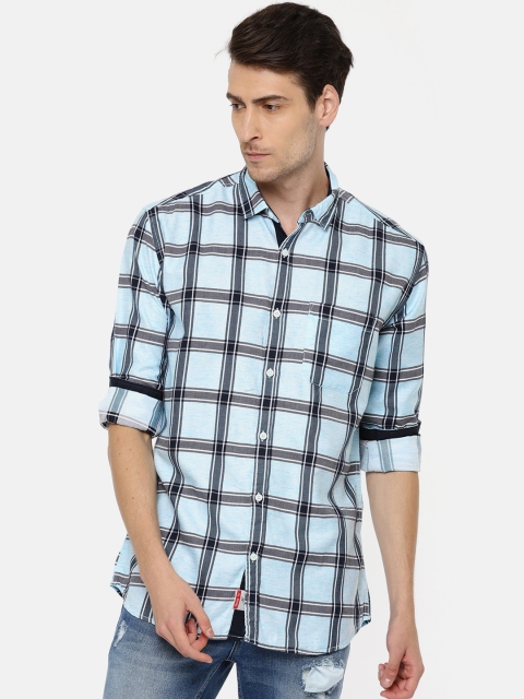 

Nature Casuals Men Blue & Black Slim Fit Checked Casual Shirt