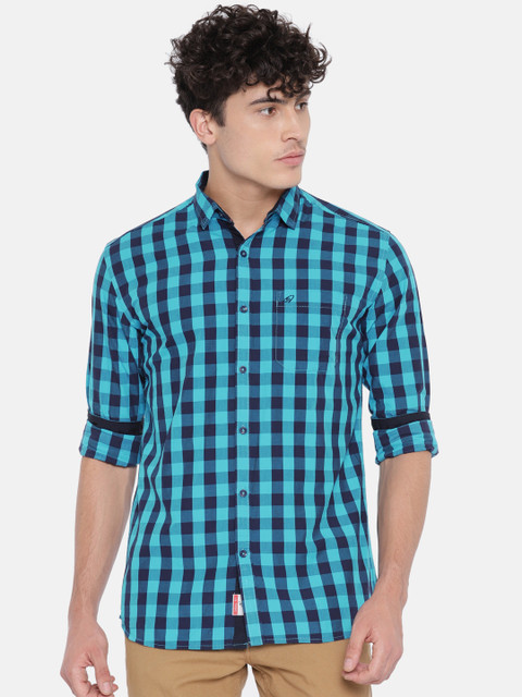 

Nature Casuals Men Blue & Black Slim Fit Checked Casual Shirt
