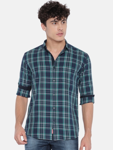 

Nature Casuals Men Navy Blue Slim Fit Checked Casual Shirt
