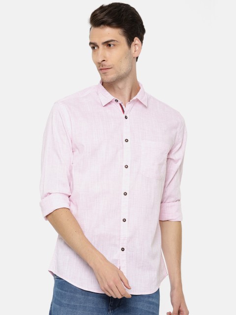 

Nature Casuals Men Pink Slim Fit Solid Casual Shirt