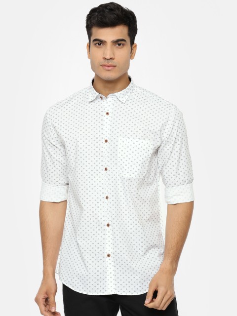 

Nature Casuals Men White & Blue Slim Fit Printed Casual Shirt
