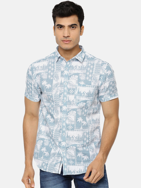 

Nature Casuals Men Blue & White Slim Fit Printed Casual Shirt