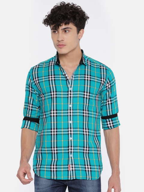 

Nature Casuals Men Green Casual Slim Fit Checked Casual Shirt