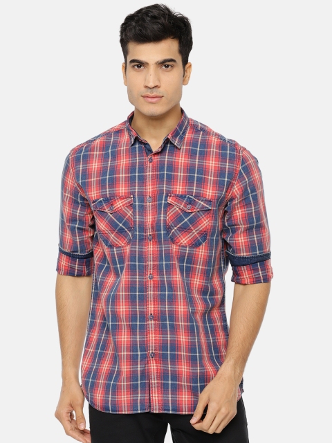 

Nature Casuals Men Blue & Red Slim Fit Checked Casual Shirt