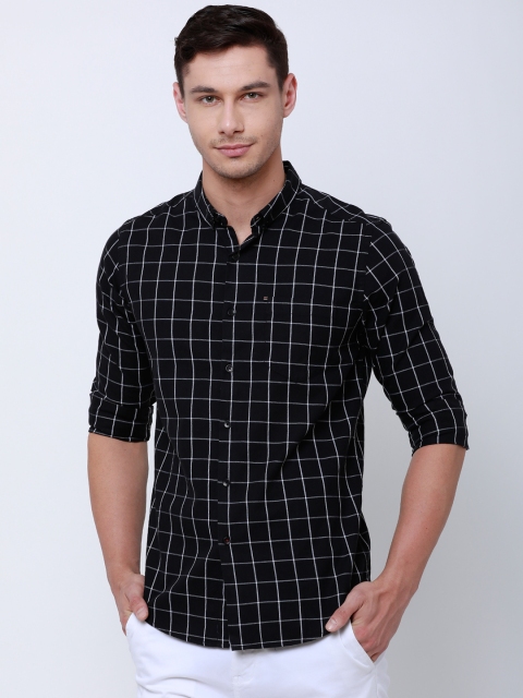 

Black coffee Men Black & White Slim Fit Checked Casual Shirt