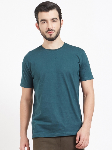 

DEEZENO Men Teal Green Solid Round Neck T-shirt