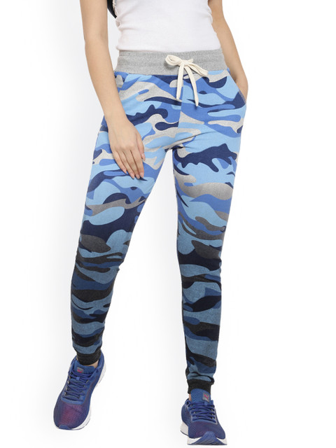 

Campus Sutra Women Blue & Grey Camouflage Printed Joggers