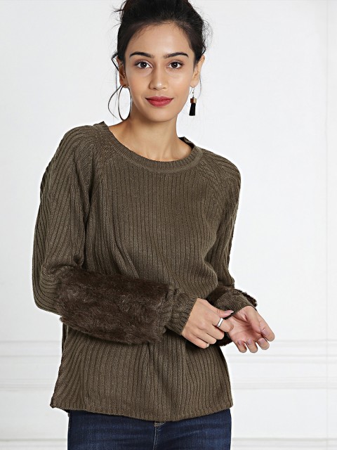 

all about you Women Brown Fur Faux Pullover