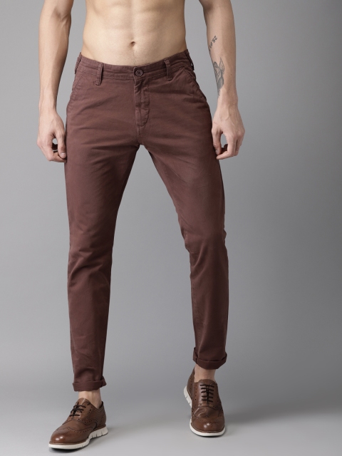 

Moda Rapido Men Burgundy Slim Fit Solid Chinos