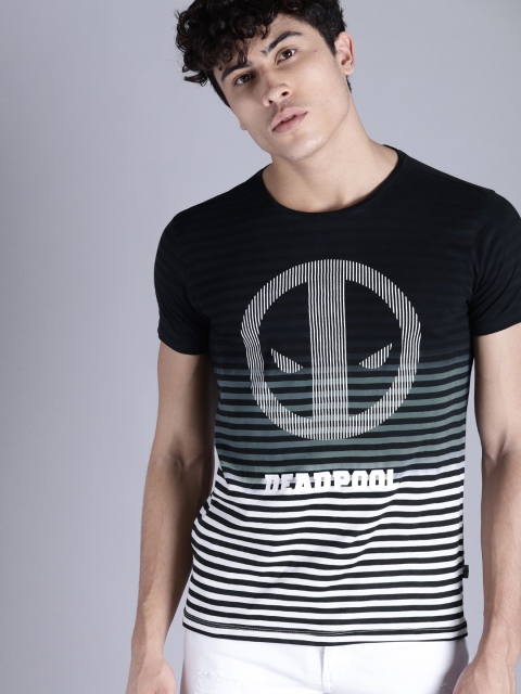

Kook N Keech Marvel Men Black & Charcoal Grey Printed Round Neck T-shirt
