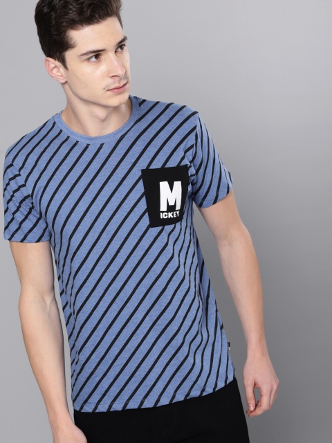 

Kook N Keech Disney Men Blue Striped Round Neck T-shirt