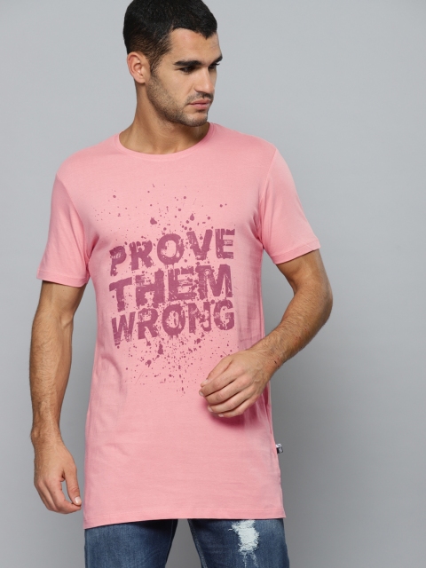 

Kook N Keech Men Pink Printed Longline T-shirt