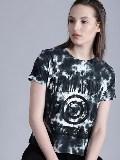 

Kook N Keech Marvel Women Charcoal Grey Dyed Round Neck T-shirt