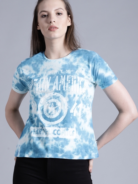 

Kook N Keech Marvel Women Blue Dyed Round Neck T-shirt