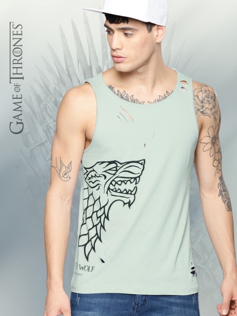 

Game of Thrones by Kook N Keech Men Grey Printed Round Neck Sleeveless T-shirt