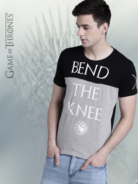 

Game of Thrones by Kook N Keech Men Grey & Black Colourblocked T-shirt