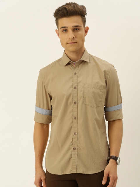 

John Players Men Beige Trim Fit Solid Casual Shirt