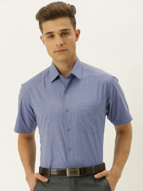 

John Players Men Blue Regular Fit Solid Formal Shirt