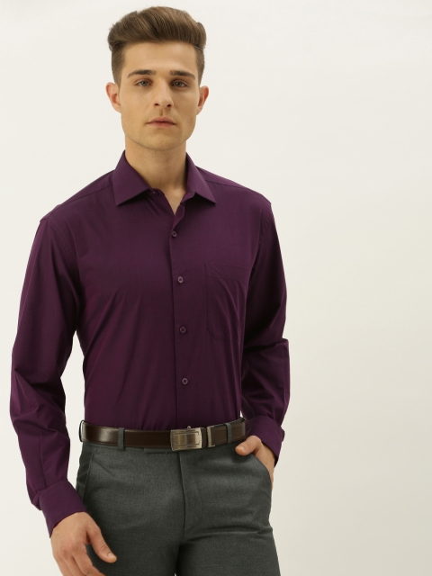 

John Players Men Burgundy Regular Fit Solid Formal Shirt