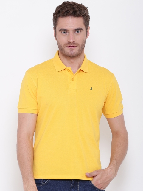 

John Players Men Yellow Solid Polo Collar T-shirt