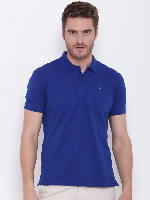 

John Players Men Blue Solid Polo Collar T-shirt
