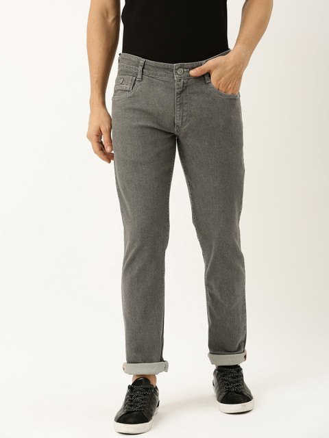 

John Players Men Grey Slim Fit Mid-Rise Clean Look Stretchable Jeans