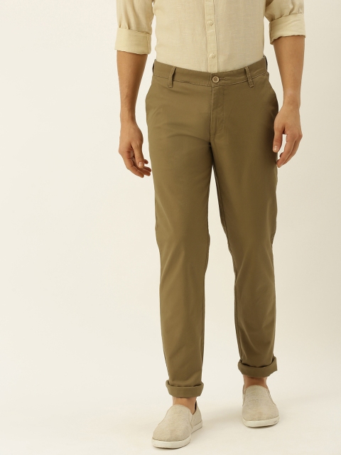 

John Players Men Khaki Slim Fit Solid Chinos