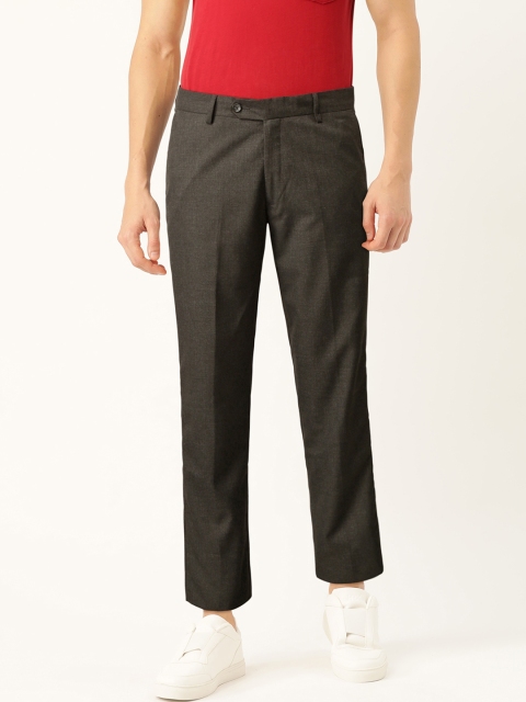 

John Players Men Charcoal Grey Regular Fit Solid Trousers
