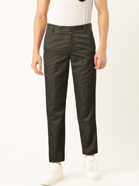 

John Players Men Charcoal Grey Slim Fit Solid Regular Trousers