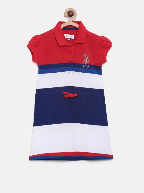 

U.S. Polo Assn. Kids Girls Red & Blue Striped T-shirt Dress
