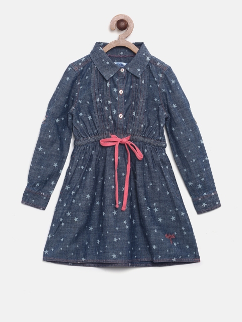 

U.S. Polo Assn. Kids Girls Blue Printed Shirt Dress