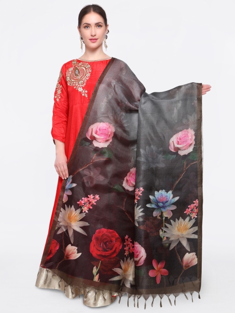 

Saree mall Grey & Black Printed Dupatta