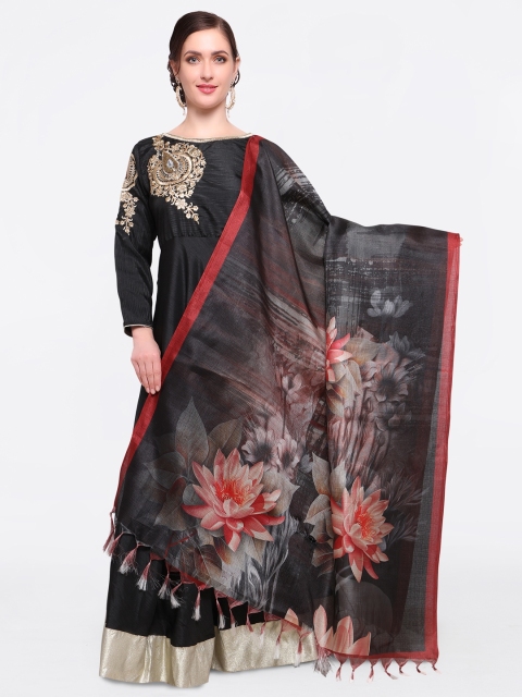 

Saree mall Black Printed Dupatta