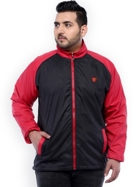 

John Pride Plus Size Men Black Red Solid Bomber