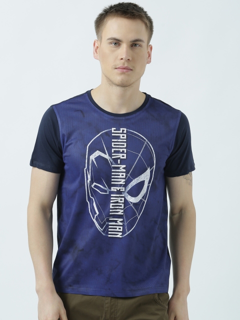 

Marvel by Wear Your Mind Men Navy Blue Printed Round Neck T-shirt