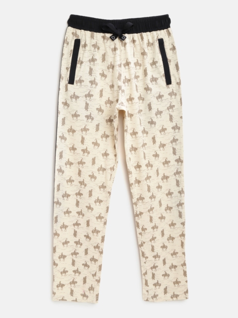 

Sweet Dreams Boys Cream-Coloured & Taupe Printed Lounge Pants